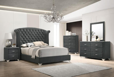 WEEKLY or MONTHLY. Glorious Melody Gray Velvet Bedroom