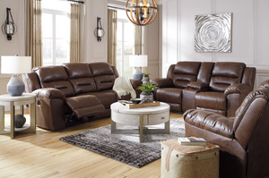 WEEKLY or MONTHLY. Stoneland Chocolate Manual Couch and Power Loveseat