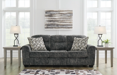 WEEKLY or MONTHLY. Here's Lukey Gunmetal Couch and Loveseat