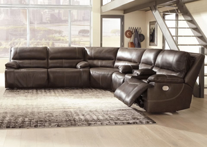WEEKLY or MONTHLY. Richman Walnut Leather Power Reclining Sectional
