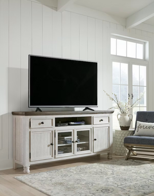 WEEKLY or MONTHLY. Lance Vintage White Farmhouse Media Console