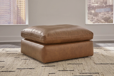 WEEKLY or MONTHLY. Emily Caramel Leather Ottoman