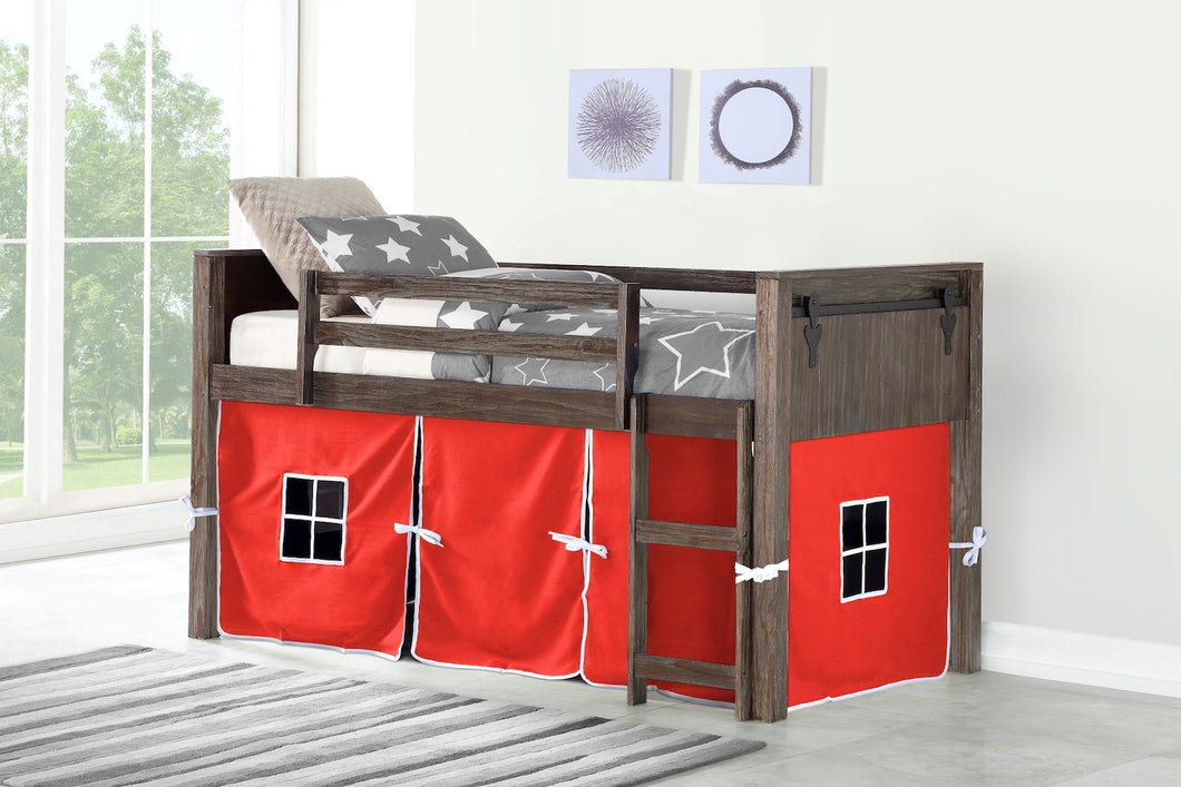WEEKLY or MONTHLY. Low Loft Bunk Bed Brushed Shadow with Red Tent
