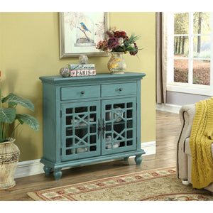 WEEKLY or MONTHLY. Bayberry Blue Rub 2-Door 2-Drawer Cabinet