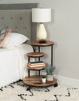 Denman Black Plant Stand or Side Table on Wheels
