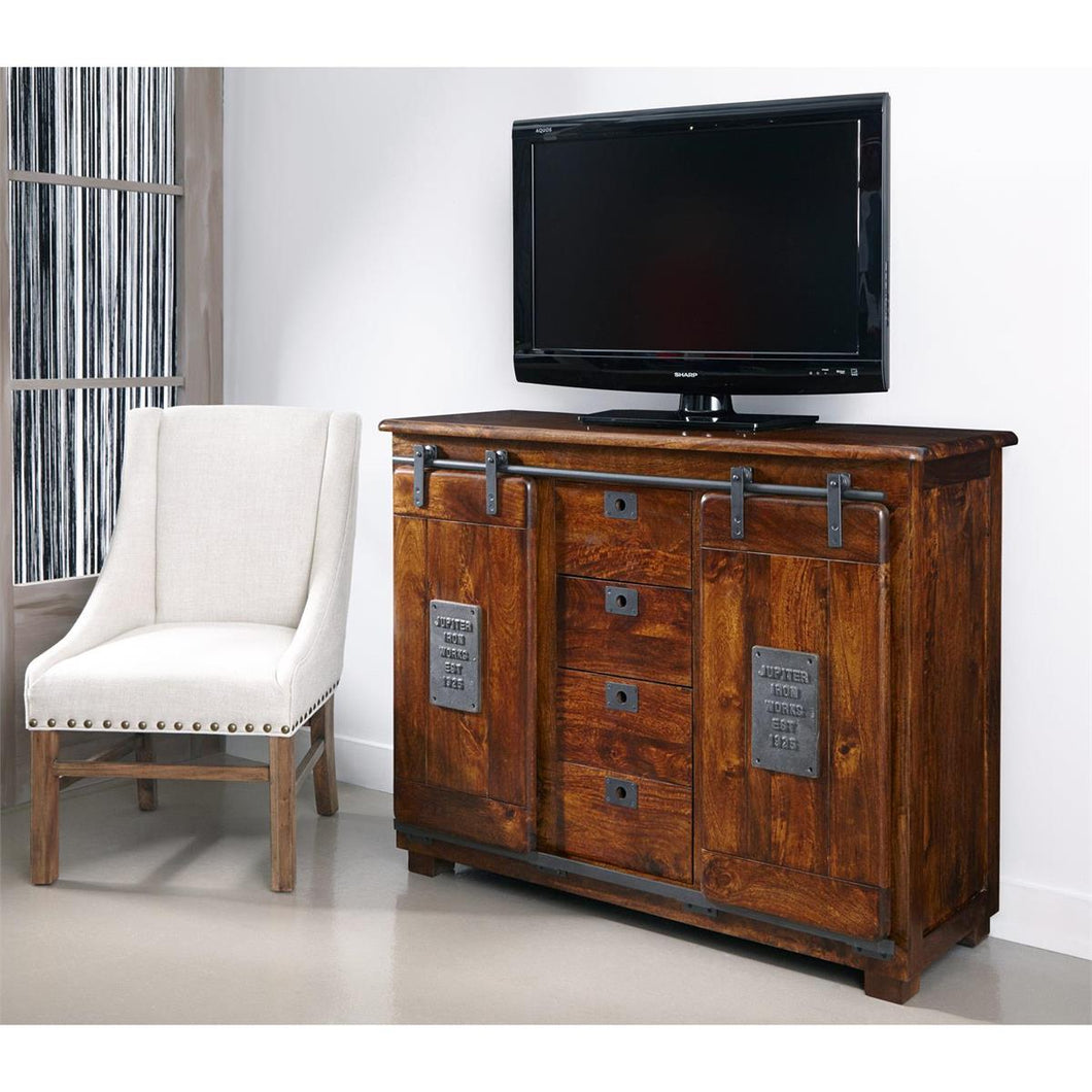WEEKLY or MONTHLY. Jupiter Ironworks 4-Drawer Media Console