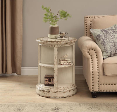 WEEKLY or MONTHLY. Slipper Shabby Cream Round Accent Table