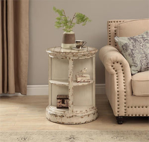 WEEKLY or MONTHLY. Slipper Shabby Cream Round Accent Table
