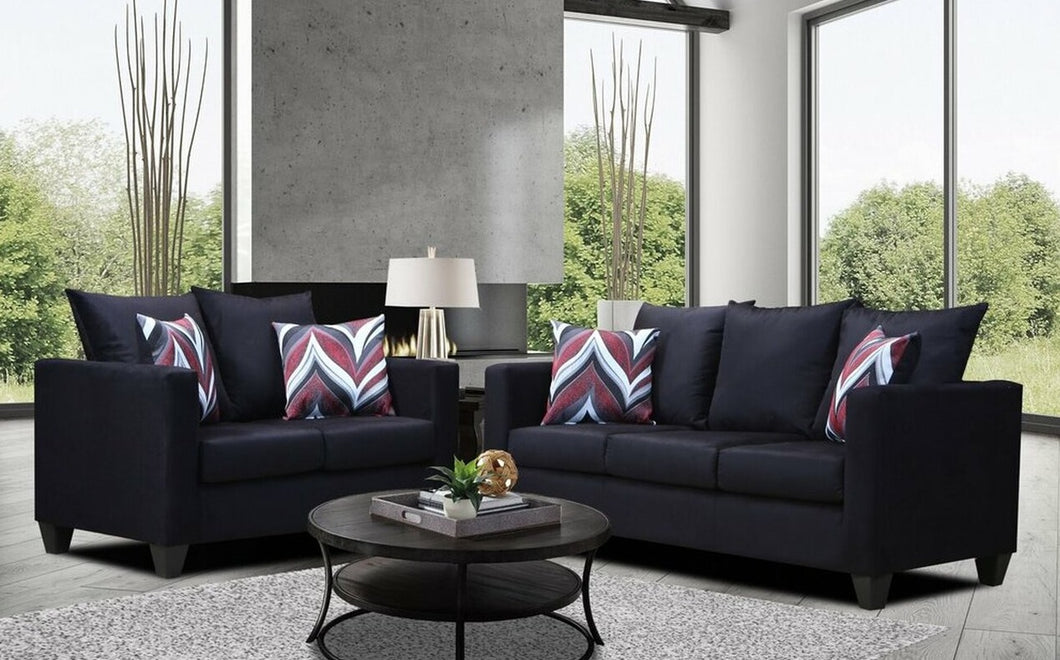 WEEKLY or MONTLY. Zaldy Black Sofa and Loveseat