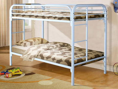 WEEKLY or MONTHLY. Strong Metal White Twin over Twin Bunkbed