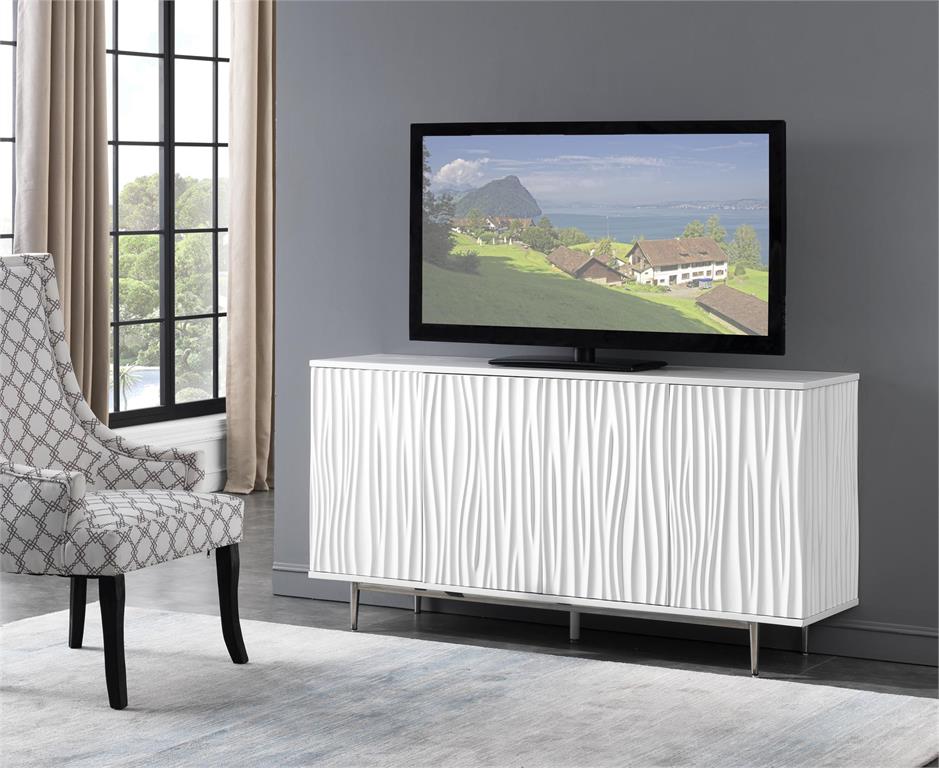 WEEKLY or MONTHLY. Glossy White Waves Media Console