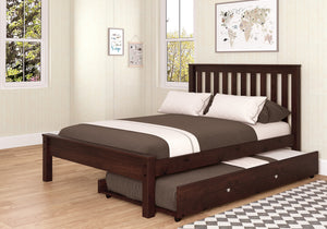 WEEKLY or MONTHLY. Dark Cappuccino Full Contemporary Bed with Underbed Drawers