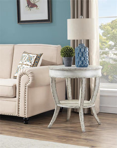 WEEKLY or MONTHLY. Athens Shabby White Round Accent End Table