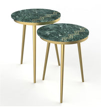 Avery Green Marble Nesting Accent Tables