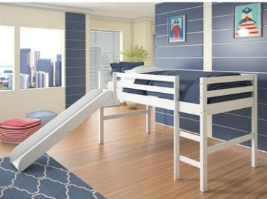 WEEKLY or MONTHLY. White Twin Low Loft Bed with Slide
