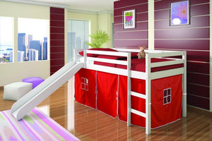 WEEKLY or MONTHLY. White Twin Low Loft Bed with Slide
