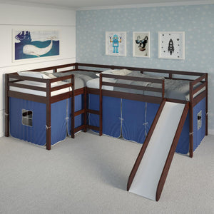 WEEKLY or MONTHLY. L-Shaped Double Twin Low Loft with Dresser and Bookcase