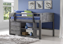 WEEKLY or MONTHLY. Antique Grey Twin Louver Low Loft Bed with Slide