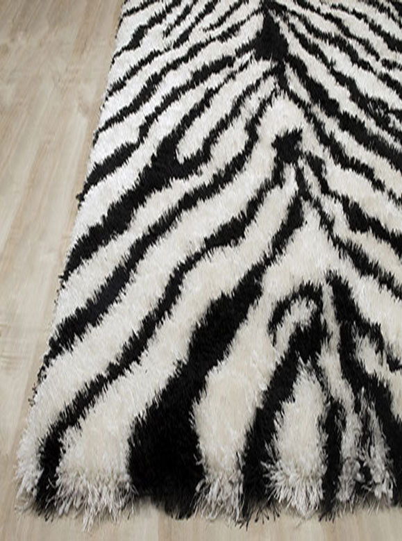Zebra Skin Afro Shag Rug