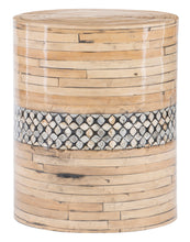 Bamboo Drum Table with Black Capiz Inlay