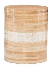Bamboo Drum Table with White Capiz Inlay