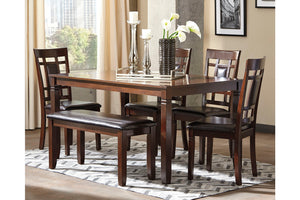 WEEKLY or MONTHLY. Mr. Benny Brown Rectangular Dining Table & 4 Chairs & Bench