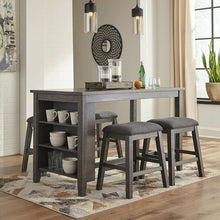 WEEKLY or MONTHLY. Caitbrook Dark Gray Counter Height Storage Pub Table & 2 Saddle Stools