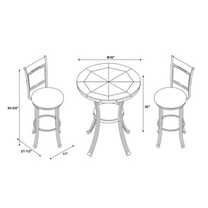 WEEKLY or MONTHLY. Frankie Pewter Pub Table & 2 Pub Chairs