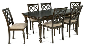 WEEKLY or MONTHLY. Lattice Dining Table w/ 18" Leaf & 6 Side Chairs