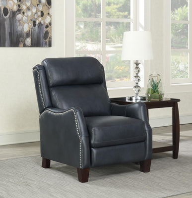 WEEKLY or MONTHLY. Andrew Blue Leather Press-Back Recliner