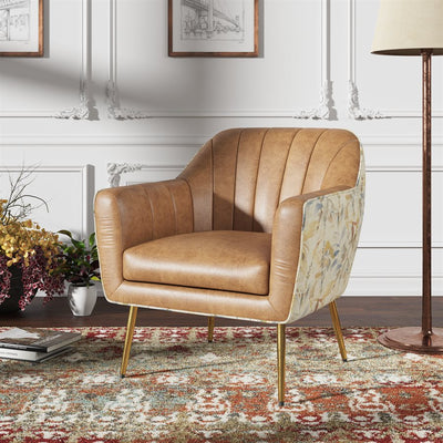 Ofelia Saddle Brown Floral Accent Chair