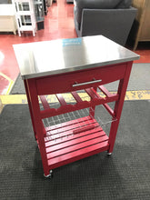 Joey Stainless Top Kitchen Rolling Cart in Red
