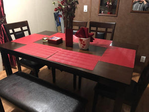 WEEKLY or MONTHLY. Mr. Benny Brown Rectangular Dining Table & 4 Chairs & Bench